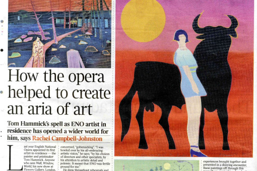 newspaper spread of art exhibition
