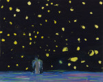 A figure in the sea on a starry night