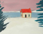 A house on a snowy sea shore