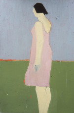 Figure of a woman standing in a pink dress