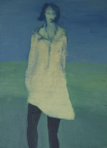 A woman walking in a white dress